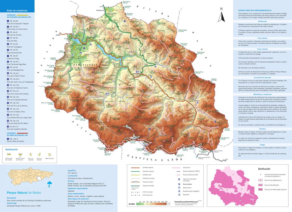 Mapa del Parque Natural de Redes